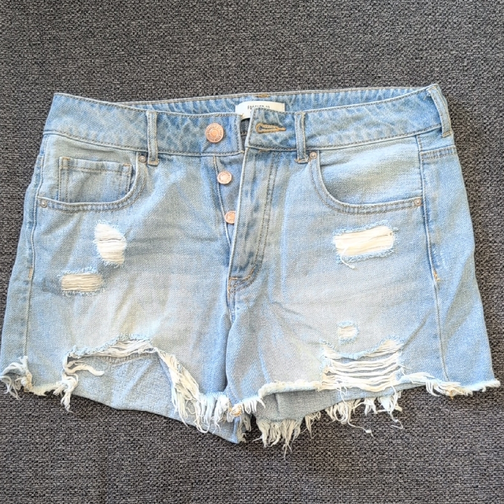 Distressed Light Blue Denim Shorts Size 27